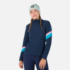 Rossignol Sous-vêtements Techniques Et Midlayers|Sous-vêtements Techniques Et Midlayers<Haut en polaire &agrave; demi-zip femme Strawpile Dark Navy